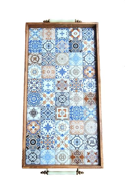 bluecape Esperanza Walnut Tray 62x32CM Natural Solid Ceramic Presentation Tray