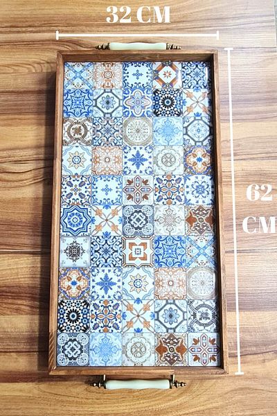bluecape Esperanza Walnut Tray 62x32CM Natural Solid Ceramic Presentation Tray