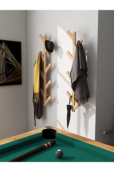 eryatex Dekoratif Doğal Ahşap Elbise Askısı Duvar Askısı Askılık Askı Duvara Monte Portmanto Askı 2 Adet