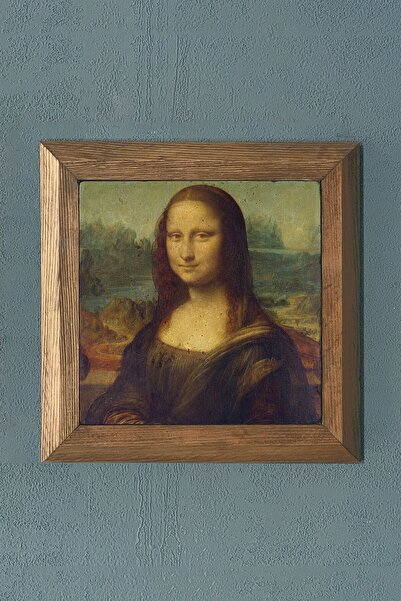 Oscar Stone Decor Masif Çerçeveli Doğaltaş Tablo Pano 28x28 Cm Mona Lisa Leon...