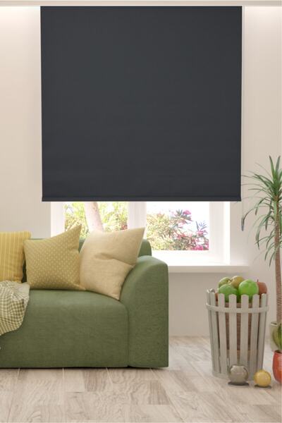 Perle Home Antrasit Rengi Düz Mekanize Stor Perde Yüksek Kalite Metropol Serisi