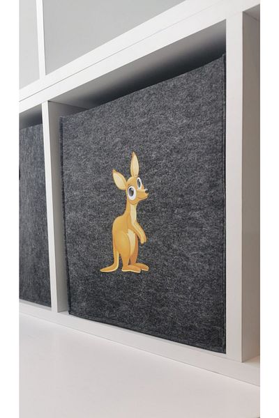 Art Bee 30X30X30 cm Kangaroo - Multi-Purpose Felt Organizer Basket for Children's Room