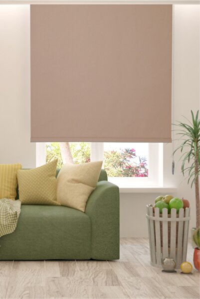 Perle Home Sahra Rengi Düz Mekanize Stor Perde Yüksek Kalite Metropol Serisi