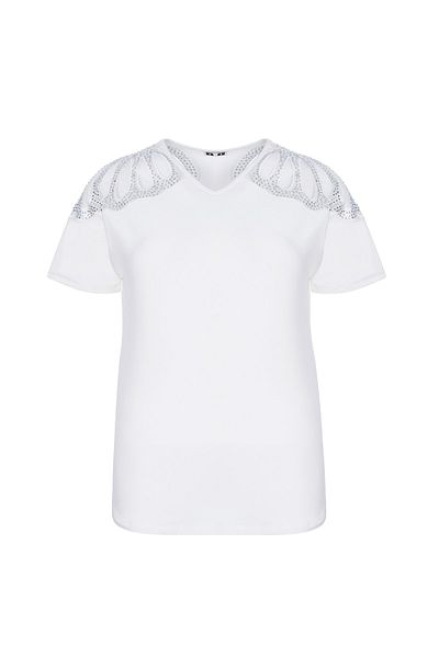 MİYORO Tricou supradimensionat cu detaliu de broderie pe umeri