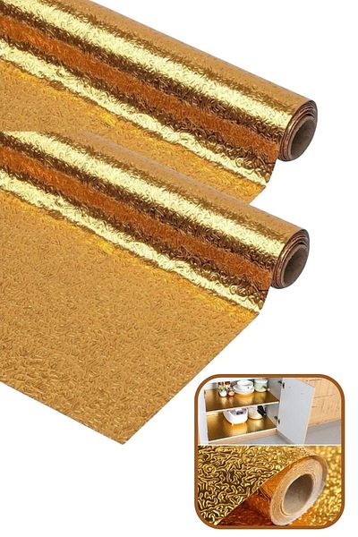 Buffer ® 2 Pieces 10 Meters Self Adhesive Erasable Kitchen Countertop Sticker Foil Gold Color