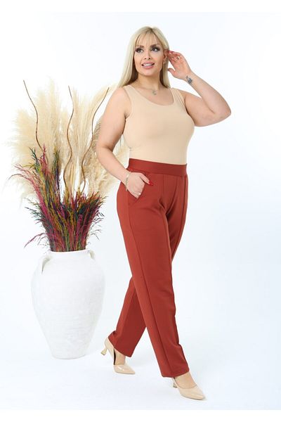 LİKRA Women's Large Size Pocket High Waist Stretchy Mira Trousers