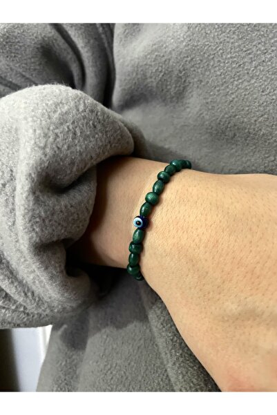 Padore Accessory للجنسين - سوار أنيق باللون الأخضر مع تفاصيل خرز عين الشر| صن...