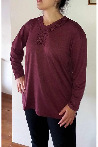 birsen içgiyim King Size Mother's Blouse with Jewelled Collar