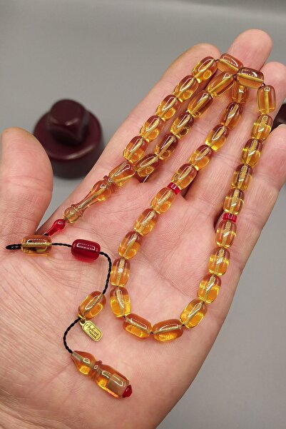 Vip Kehribar Ayhan Turan Usta Işçilikli Ateş Kehribar Tesbih 7*11 Mm Kapsül S...