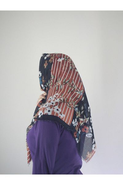 Firuze Patterned Flamed Cotton Scarf