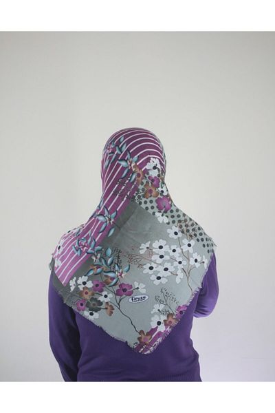 Firuze Patterned Flamed Cotton Scarf