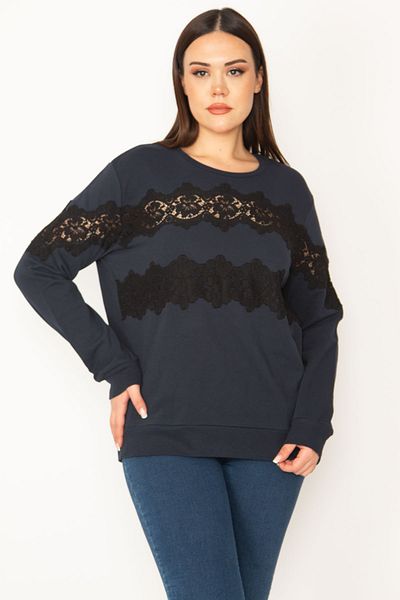 Şans Plus Size Sweatshirt - Navy blue - Regular fit