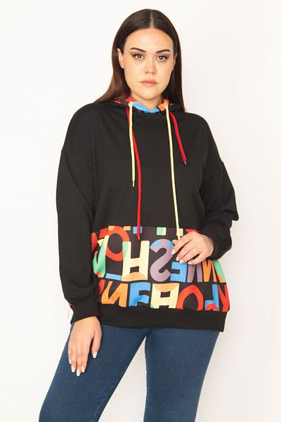 Şans Plus Size Sweatshirt - Black - Relaxed fit