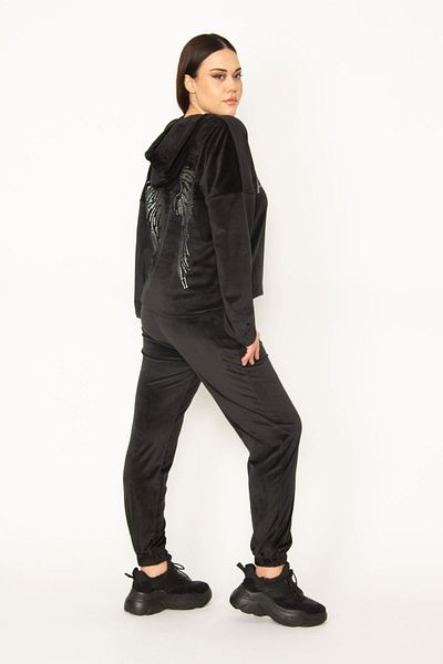 Şans Große Größen in Sweatsuit Set - Schwarz - Figurbetont