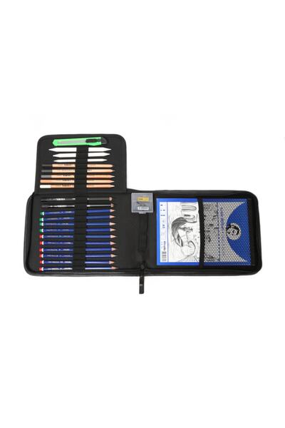 hobi market art 24 Piece Charcoal Sketch Drawing Art Starter Set with Leather Bag