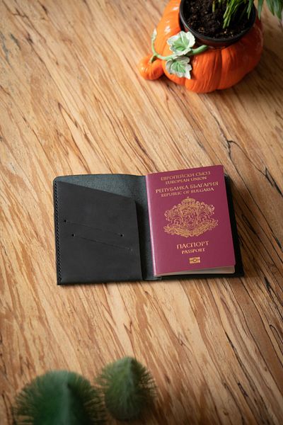 minimal X design Minimal X Passport Cover Card Holder - Black Crazy - Genuine Leather & Handmade
