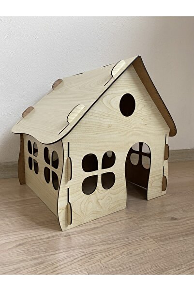 Mini Tasarım Atölyem Dekoratif Ahşap Kedi Evi ( Kedi Yuvası)