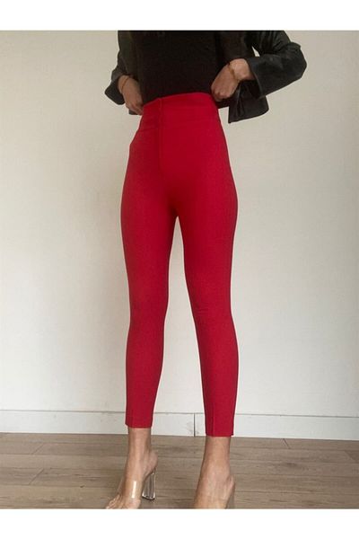 AÈC PRIVÈ Women's Ultra High Waist Lycra Narrow Leg Fabric Trousers