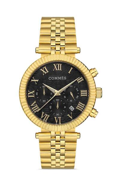 Commes Automatic ساعة يد كومز للجنسين باللونين الذهبي والأسود بتقويم Ns0013
