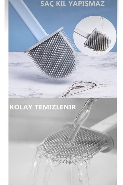TRUSTMODA Antibacterial White Silicone Toilet Brush Bendable Silicone WC Toilet Bowl & Bathroom Brush