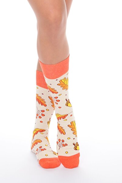 Esinti Κάλτσες με θέμα το φύλλο και το κλαδί - Πορτοκαλί