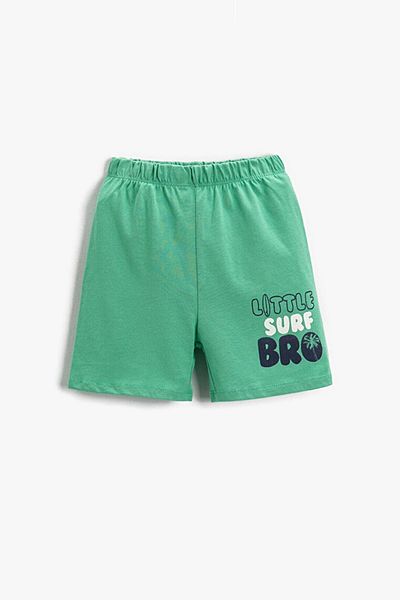 Koton Baby Boy Slogan Printed Green Shorts 2smb40021tk