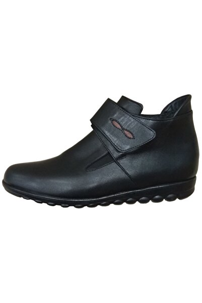 EMEK AYAKKABI Hakiki Deri Kaymaz Taban Siyah Kadın Bot