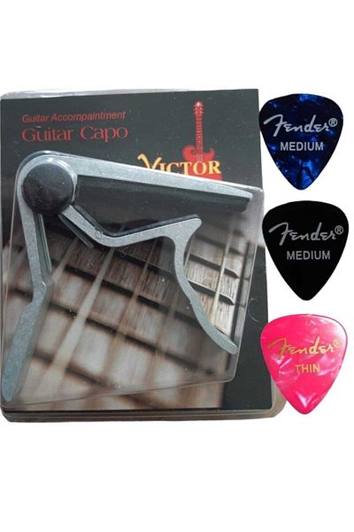 Victor Κιθάρα Capo Saz Kapo Δεσμάτων Κιθάρα Kapo + 2 Medium + 1 Thin Fender Picks