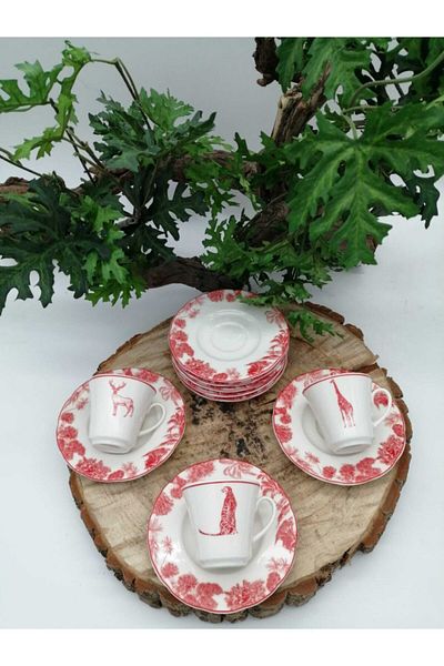 Kütahya Porselen Bone Olympos Coffee Cup Set for 6 People