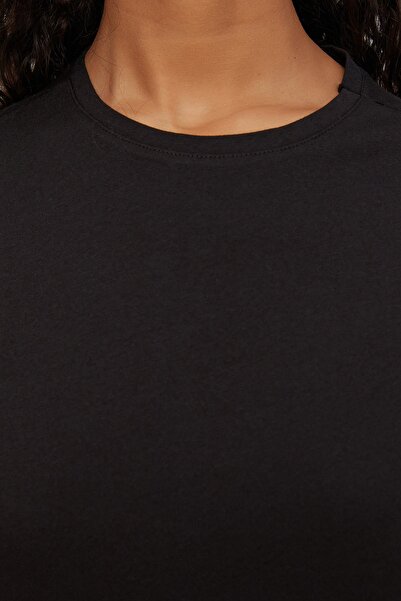 Trendyol Collection Black 100% Cotton Knitted Pajama Set with Shorts/Tights Thmss20Pt0397