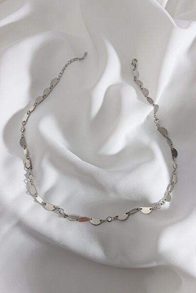 Genel Markalar Taş Detaylı Gold Pullu Sılver Zincir Kolye