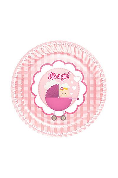 Roll-Up Its a Girl Cardboard Plate