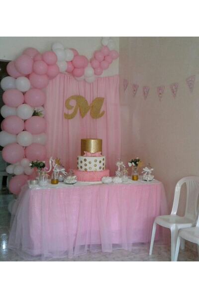 Kalisan 50 Adet Pembe Beyaz Balon Kız Bebek Doğum Günü Konsept 2022