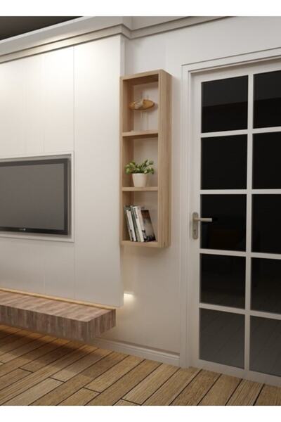 Dekormer Design Kitaplık Meşe Renk Tek Duvar Rafı