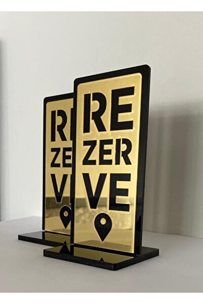 VAVA DİZAYN Pleksi Kafe & Restoran Rezerve Yazısı Çift Taraflı Gold Renk