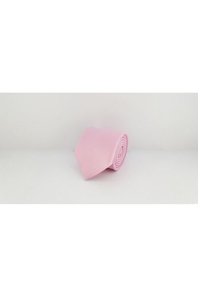 Le Voux Candy Pink Color Oxford Dobby Self Patterned Tie and Handkerchief