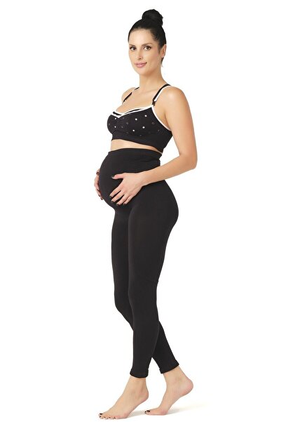 Emay Ženske crne bešavne trudničke helanke 5400