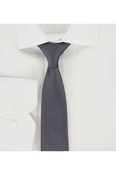 Le Voux Smoke Colored Oxford Dobby Self Patterned Tie and Handkerchief