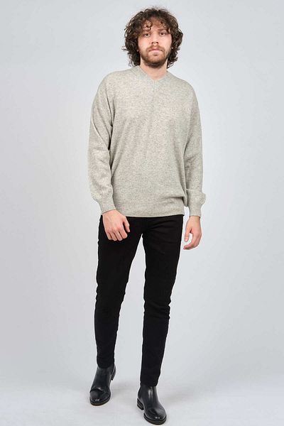 IDA Men's Lambswool V-Neck Sweater 0593130 Gray