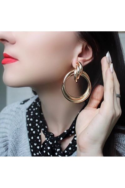 AstoriaSilver Women's Big Hoop Earrings Double Knot Design