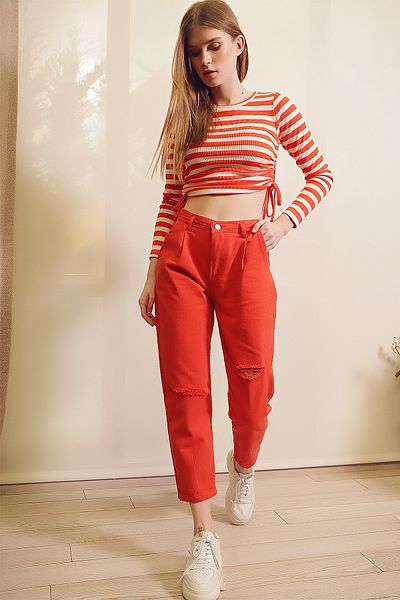 Trend Alaçatı Stili Jeans - Orange - Straight