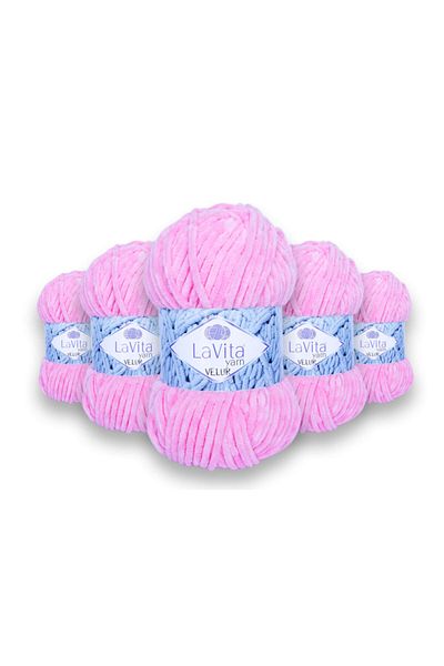 LaVita Yarn Velur Baby Velvet 5 Pack Amigurumi Πλεκτό Χέρι Σπάνιο Taka Yarn (4017-ροζ καραμέλα)