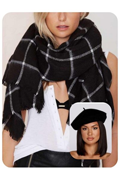 sema aksesuar Painter Beret Black and White Striped Horse Suit