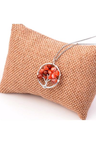 Taş Sandığı Tree of Life Patterned Agate Stone Necklace