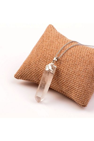 Taş Sandığı Raw Crystal Quartz Stone Necklace