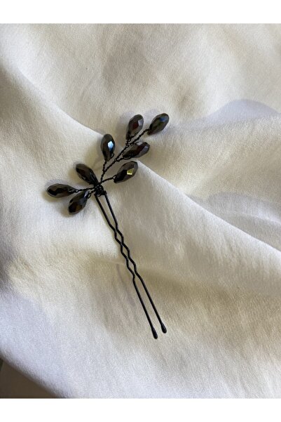 Pearly Handmade Agrafă cu cataramă de cristal negru Agrafă de nuntă Henna de ...