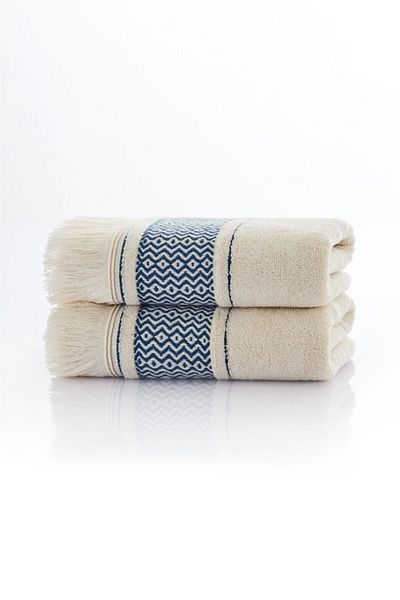 CottonTherapy 2 τεμάχια διαμάντι 50x90 εκ. Πετσέτες μπάνιου προσώπου χοντρές βαμβακερές μπλε ναυτικό
