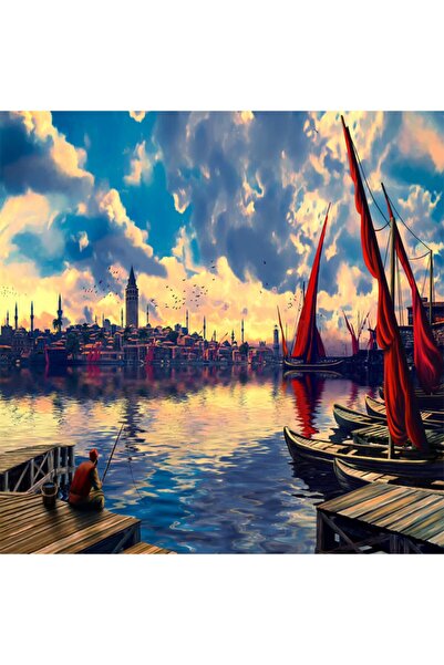 Genel Markalar Sayılarla Boyama Seti Galatada Balık Keyfi Kasnaklı 60 x 75 cm