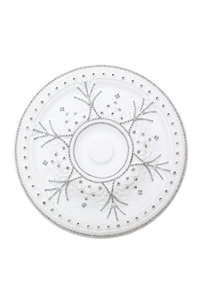 yeditepe osmanlı Taşlı Osmanlı Desenli Stropiyer Tavan Göbeği 40 cm Gümüş Renk