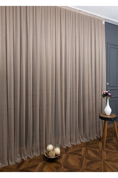 Esse Home Cortina din tul din nurcă simplă, 250x250, plisată rar, 1/2